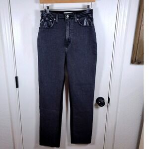 Abercrombie & Fitch The Ankle Straight Uktra High Rise Faux Leather Size 24/XL